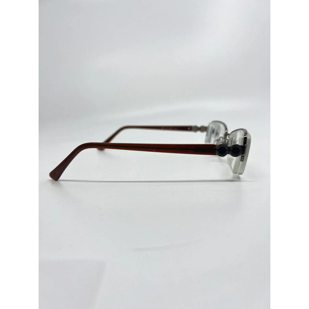 BVLGARI 297 138 Eyeglasses Frame Italy Half Rimless 53-17-130 Brown‎ H8608